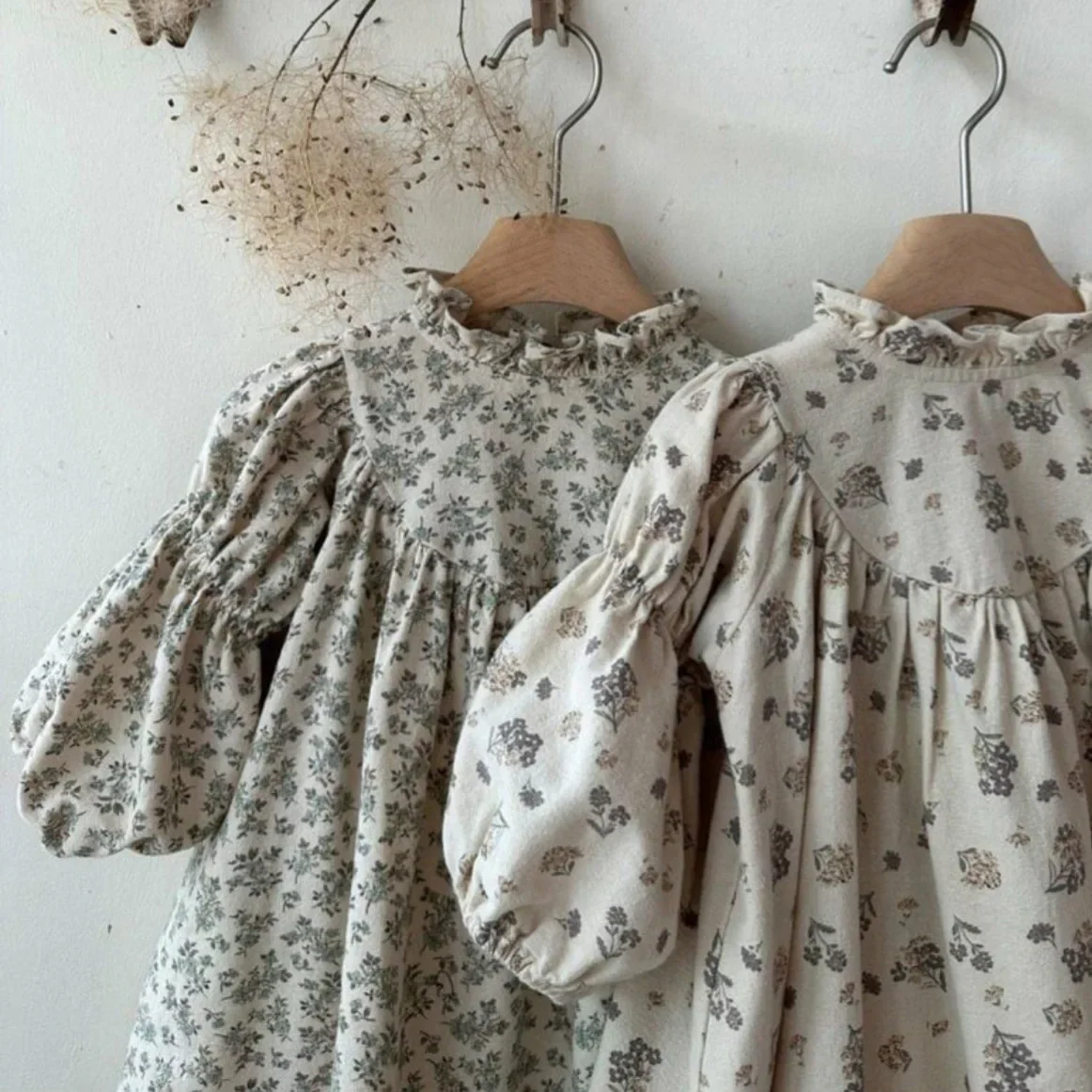 2026 القطن الفتيات خمر فستان زهري الرضع الحلو فستان الأميرة طفل ملابس ربيع جديد طفل فستان كاجوال كم طويل