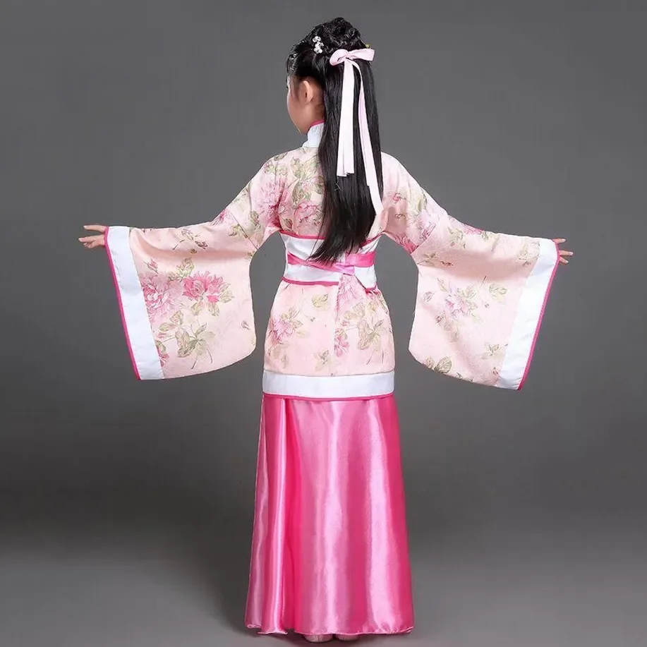 Hanfu-Disfraz chino para niños, vestidos de flores para niñas, ropa de escenario tradicional, disfraz de baile para mujeres, vestido de hadas para adultos, 2024