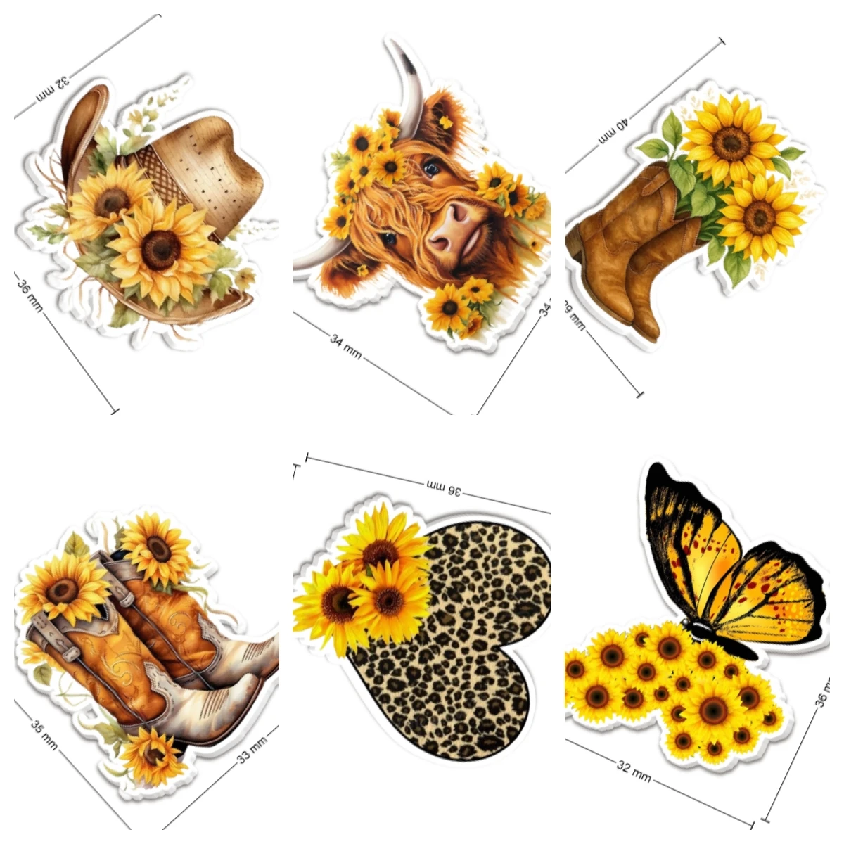 10pcs/lot Sunflower Resin Planar Transparent Glitter Acrylic Flatback for Bracelet Pendant Brooch Phone Case Decoration