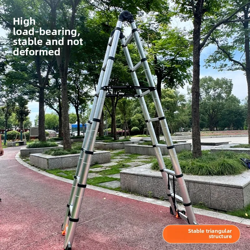 텔레스코픽 사다리 두꺼운 알루미늄 합금 내마모성 헤링본 사다리 가정용 접이식 사다리