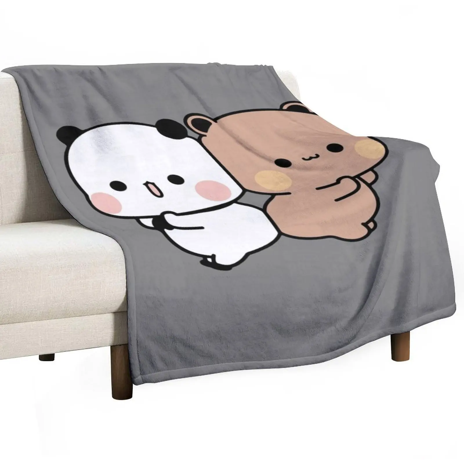 

DuDu Bear and BuBu Panda Cute Couple Throw Blanket Soft manga for winter Nap Blankets