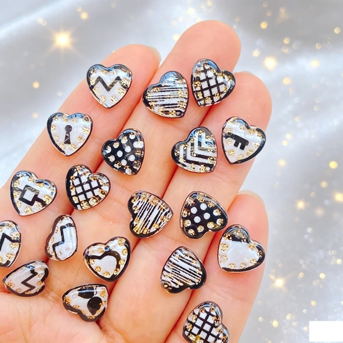 50Pcs New Cute 10mm Resin Heart-Shaped Series Flat Back Fit Phone Deco Parts Embellishments for Hair Bows Accessories
