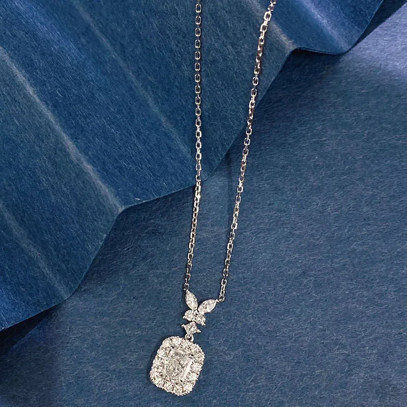 مشع قطع مختبر نمت الماس قلادة قلادة 0.5ct الحجر الرئيسي DEF VS-VVS بلاتنوم 950 الماس الزفاف قلادة للنساء لا IGI #3