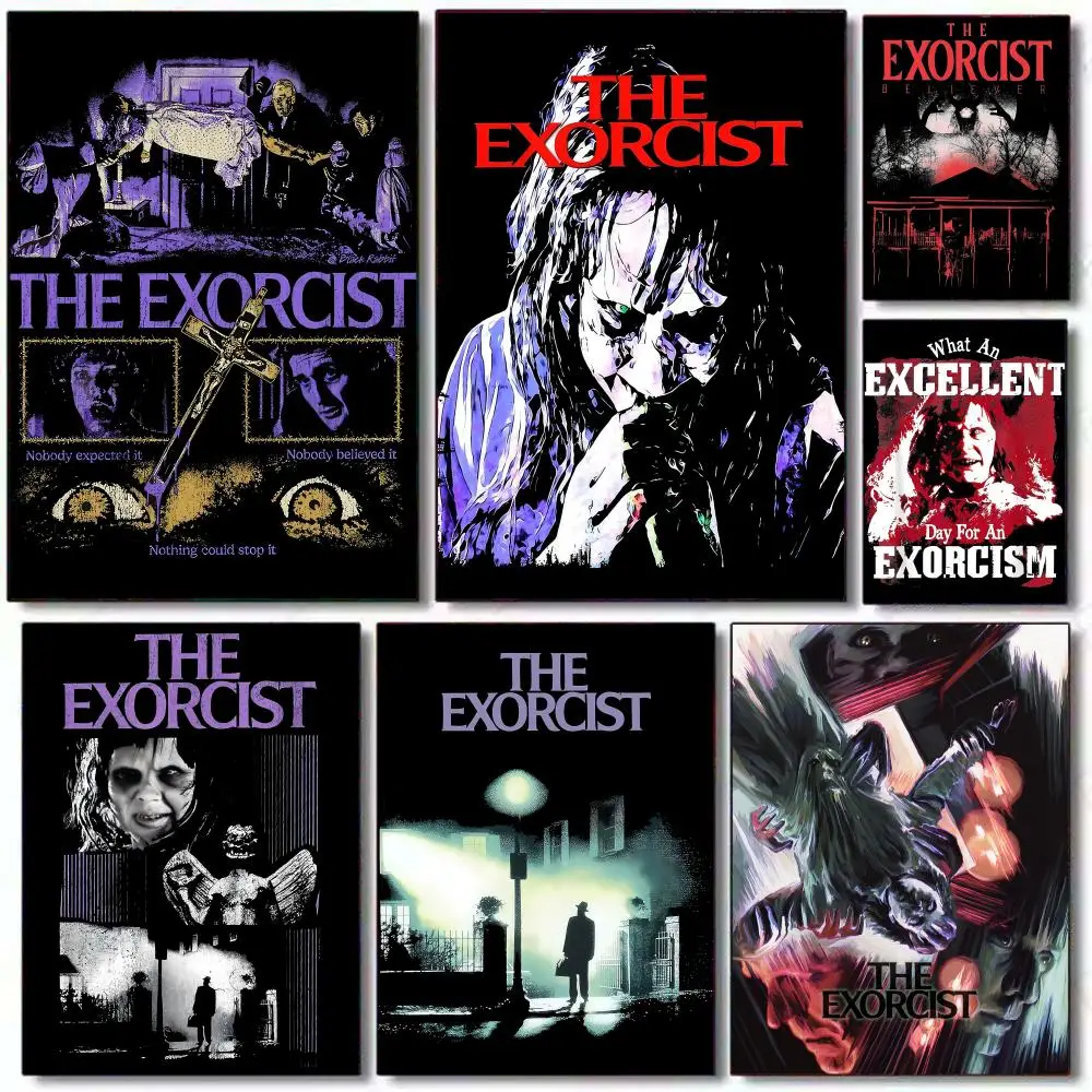 The E-Exorcist Classic Horror Movie Poster HD PVC selbstklebende Wandkunst – wasserdicht wiederverwendbar für Home Office Cafe