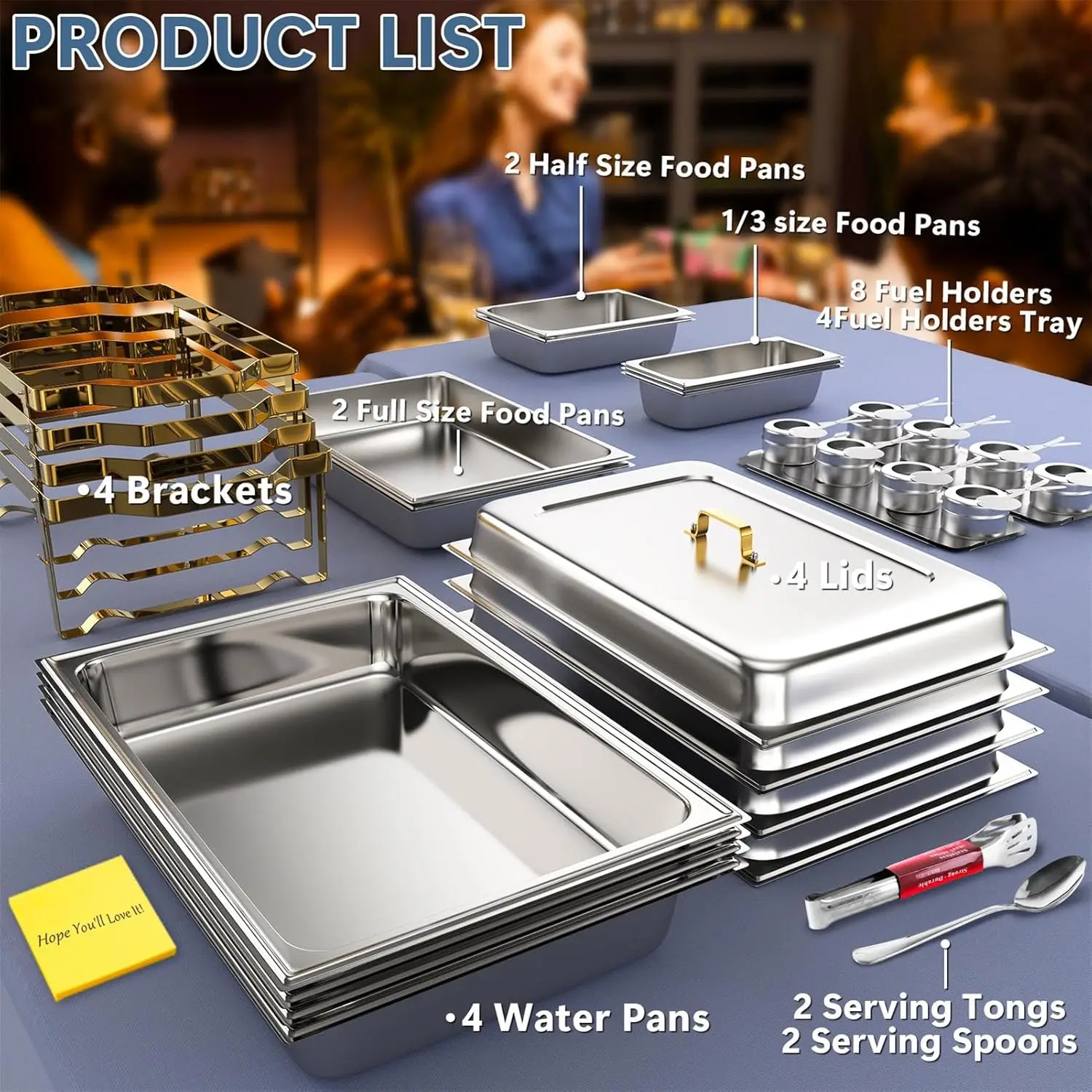 

9QT Жаровня для шведского стола, 4 шт., несколько сковородок для еды, утолщенная устойчивая жаровня из нержавеющей стали, набор буфетных блюд, новая популярность