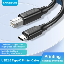 EleciPure-プリンター用ケーブルタイプcからUSB b 2.0,スキャナー用,コピー,canon, epson, hp, samsung, dell, huawei,Matebook