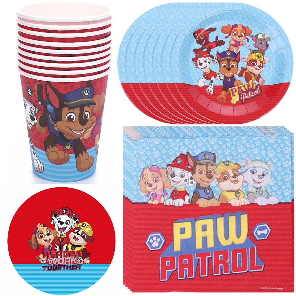 Skye Paw Patrol Birthday Party For Girls Kids Children Red Cups Napkins Plates Decorations Disposable Tableware Canine Supplies