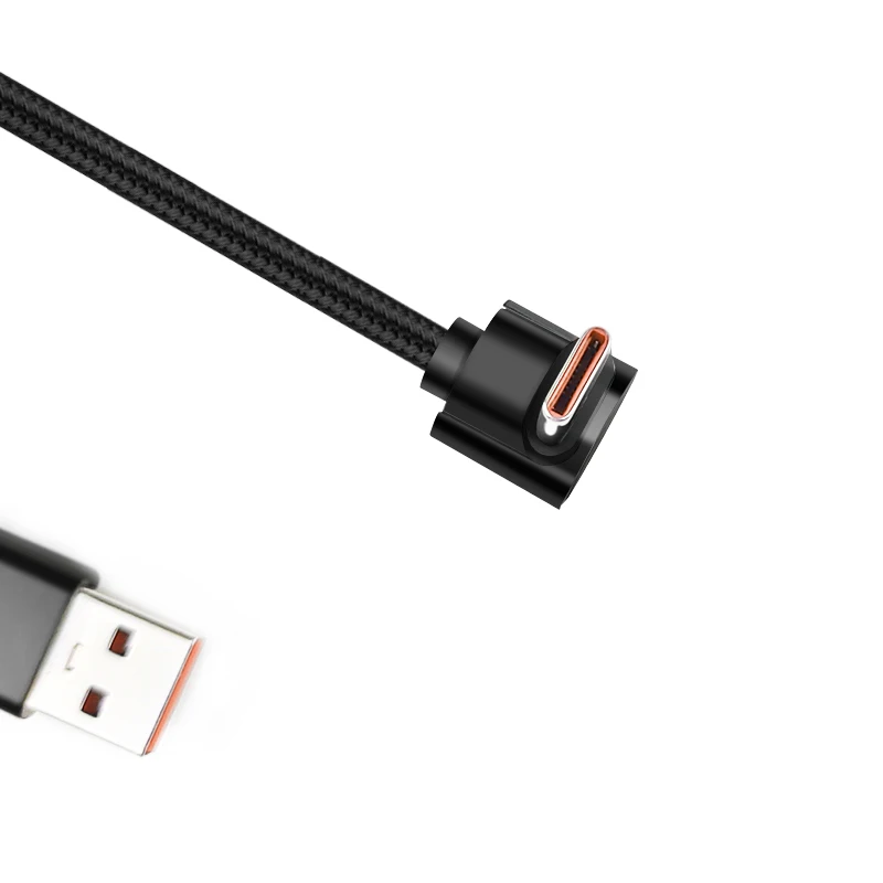 Cable trenzado de 90 grados, Cable PD de 0,25 m/0,5 m/1m/2m, 4A, Cable USB a tipo C para iPhone, Samsung, Huawei, Xiaomi, Macbook