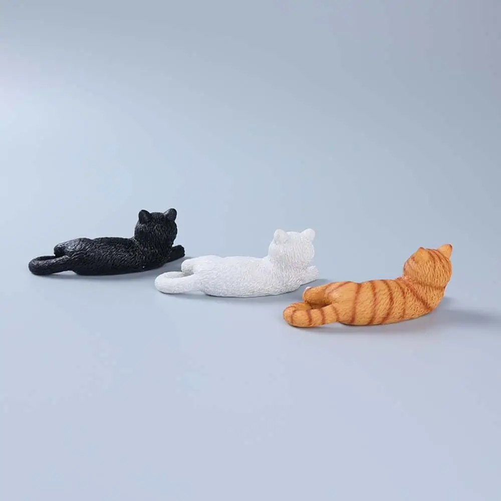 Adorable Adorno de Gato en Miniatura, Modelo de Gatito de Simulación, Figura de Gato Mascota, Estatua de Gato Acostado en Blanco y Negro de Dibujos Animados
