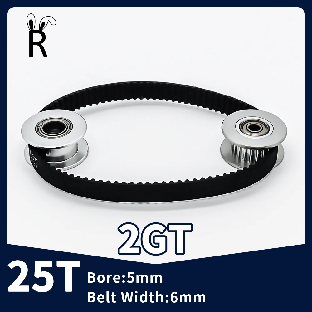 25 Teeth 2GT Idler Pulley Synchronous Wheel Bore 5mm With Bearing Gear 2MGT Belt Width 6/10mm GT2 Timing Pulley 3D Printer Parts