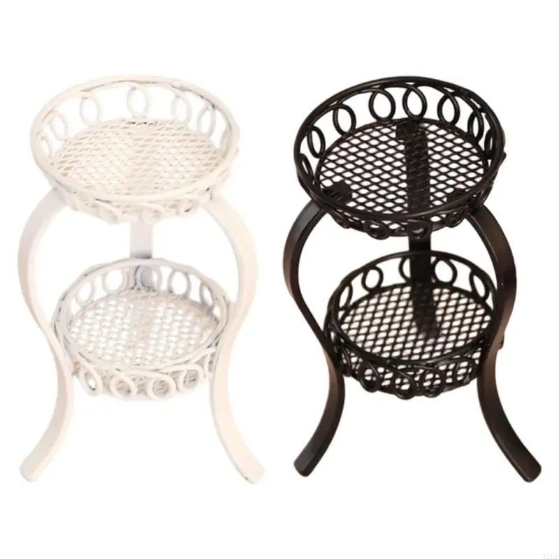 

Double Layer Iron Flower Stand with Circular Design for Dollhouses Miniature