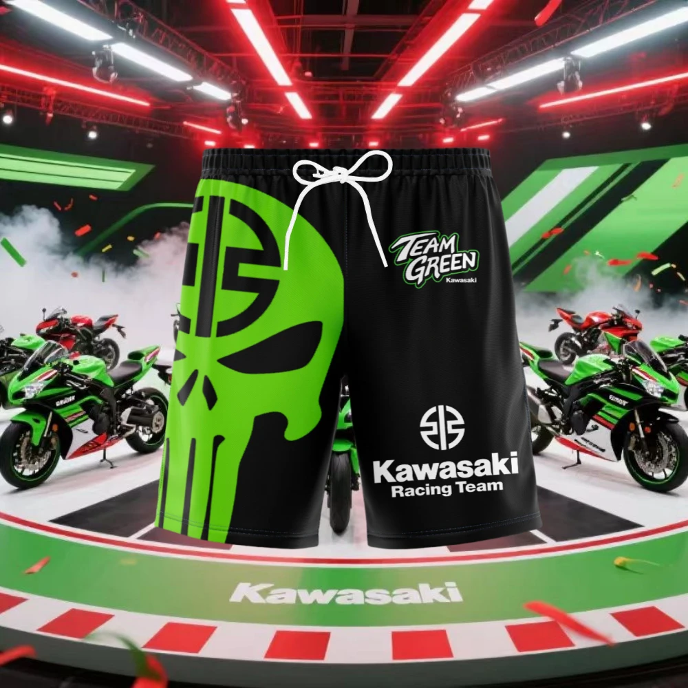 

2025 Men New Shorts Kawasaki Motorcycle Graphic 3D Print Quick Drying Breathable Cool Shorts Men Sports Comfort Hot Sale Shorts