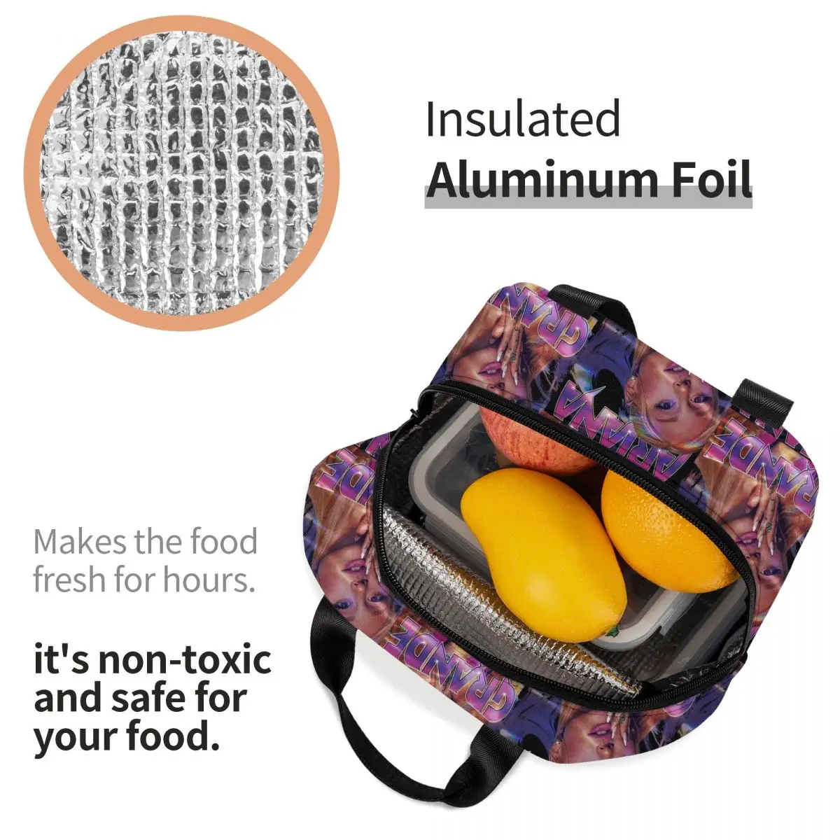 Retro Ariana Grande Piosenkarka Bootleg Tour Eternal Sunshine Izolowana Torba Termiczna na Lunch Chłodziarka Termiczna Pojemnik na Żywność Torba na Lunch