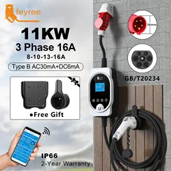 feyree GB/T EV Charger 11KW 16A 3Phase EVSE Wallbox APP WIFI Control EV Charging Station 5m Cable CEE Plug for Electric Vehicle