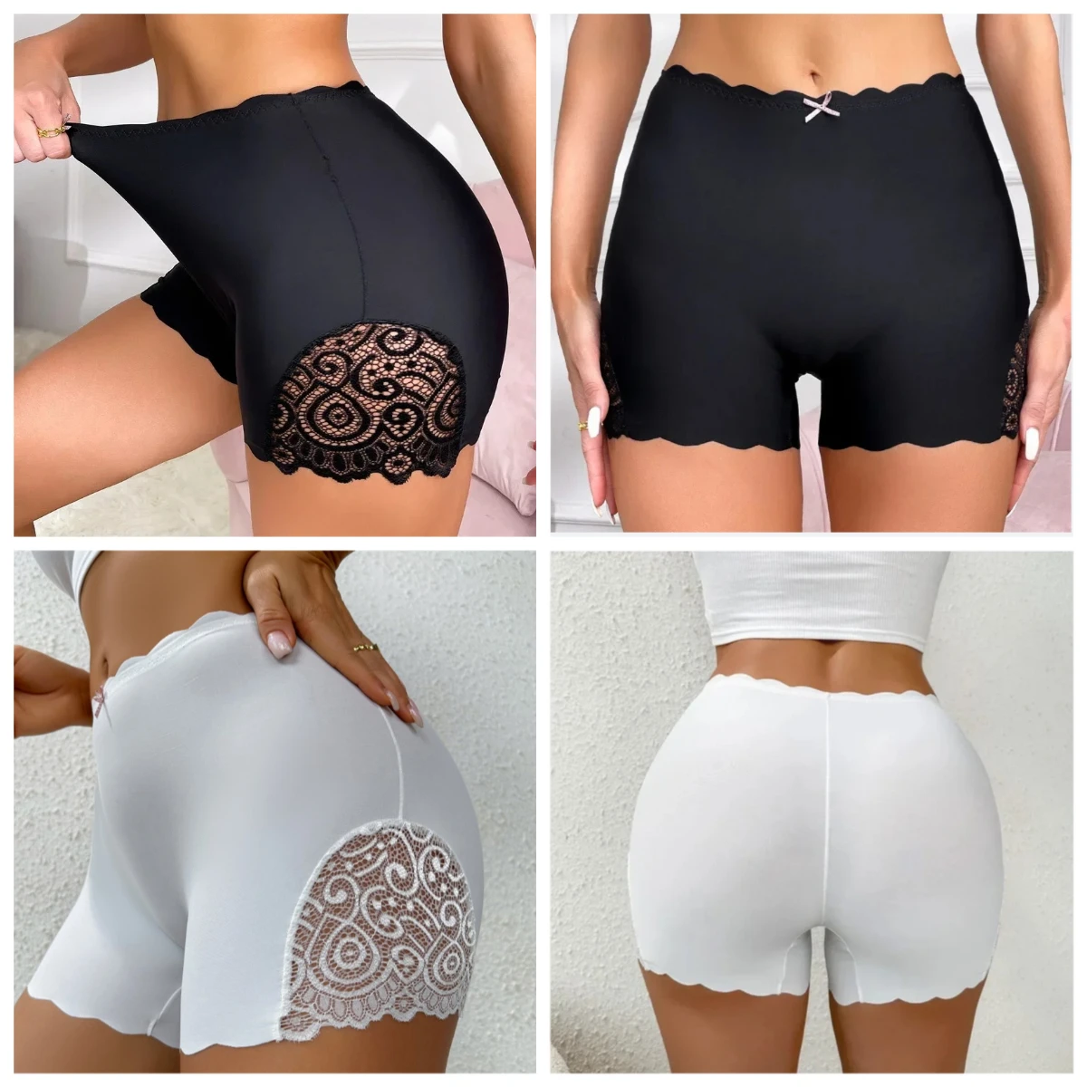 

Сексуальные кружевные мягкие бесшовные защитные шорты с краями из модала Ice - шелковое дышащее нижнее белье под юбкой для женщин 도매 Льготы