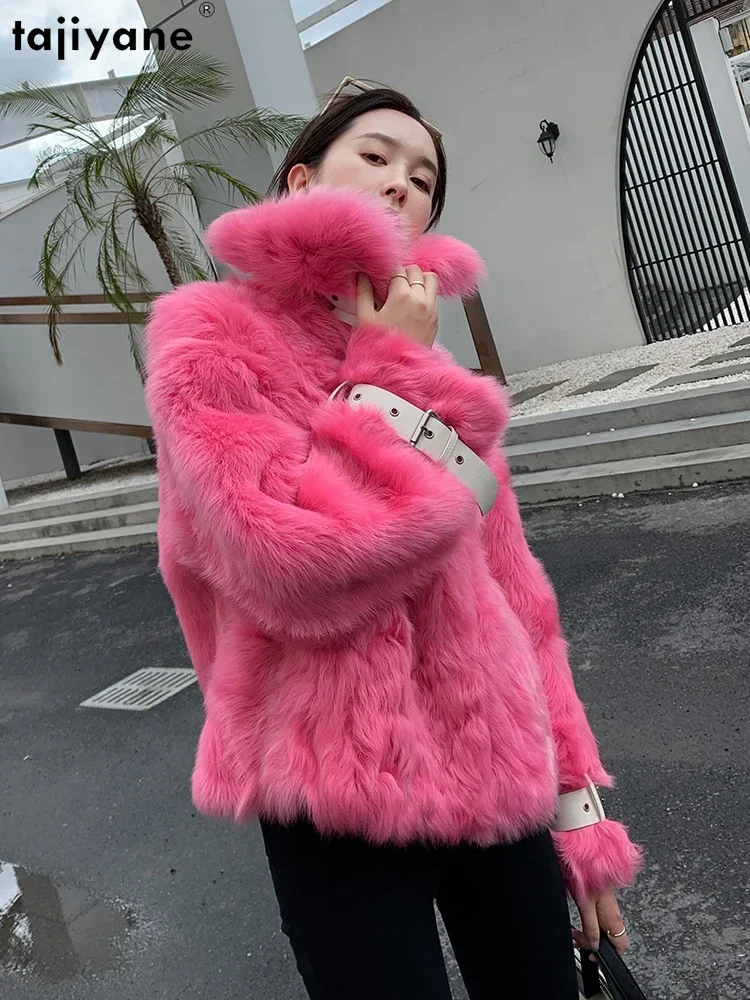 Tajiyane Pelzjacke aus natürlicher toskaner Wolle für Damen, kurzer echter Pelzmantel, Damenbekleidung, 2023, Wintertrend, Pelzmäntel und Jacken