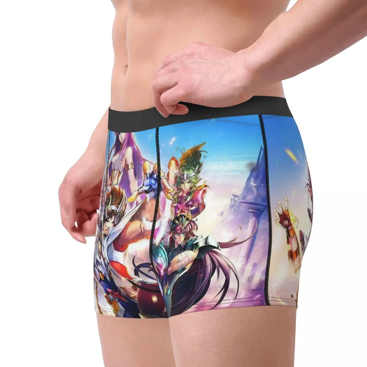 Nights Of The Zodiac Man\'s Boxer Briefs Saint Seiya Adventure Anime Breathable Funny Underpants High Quality Print Shorts Gifts