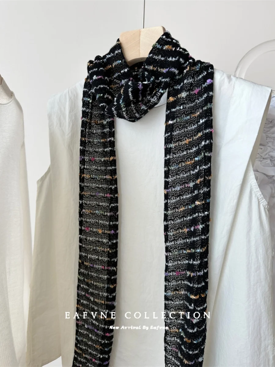 Y2k Sequin Thin Narrow Scarf  Girl Atmosphere  Spicy Knit Versatile Ribbon Long Scarf  Korean Version