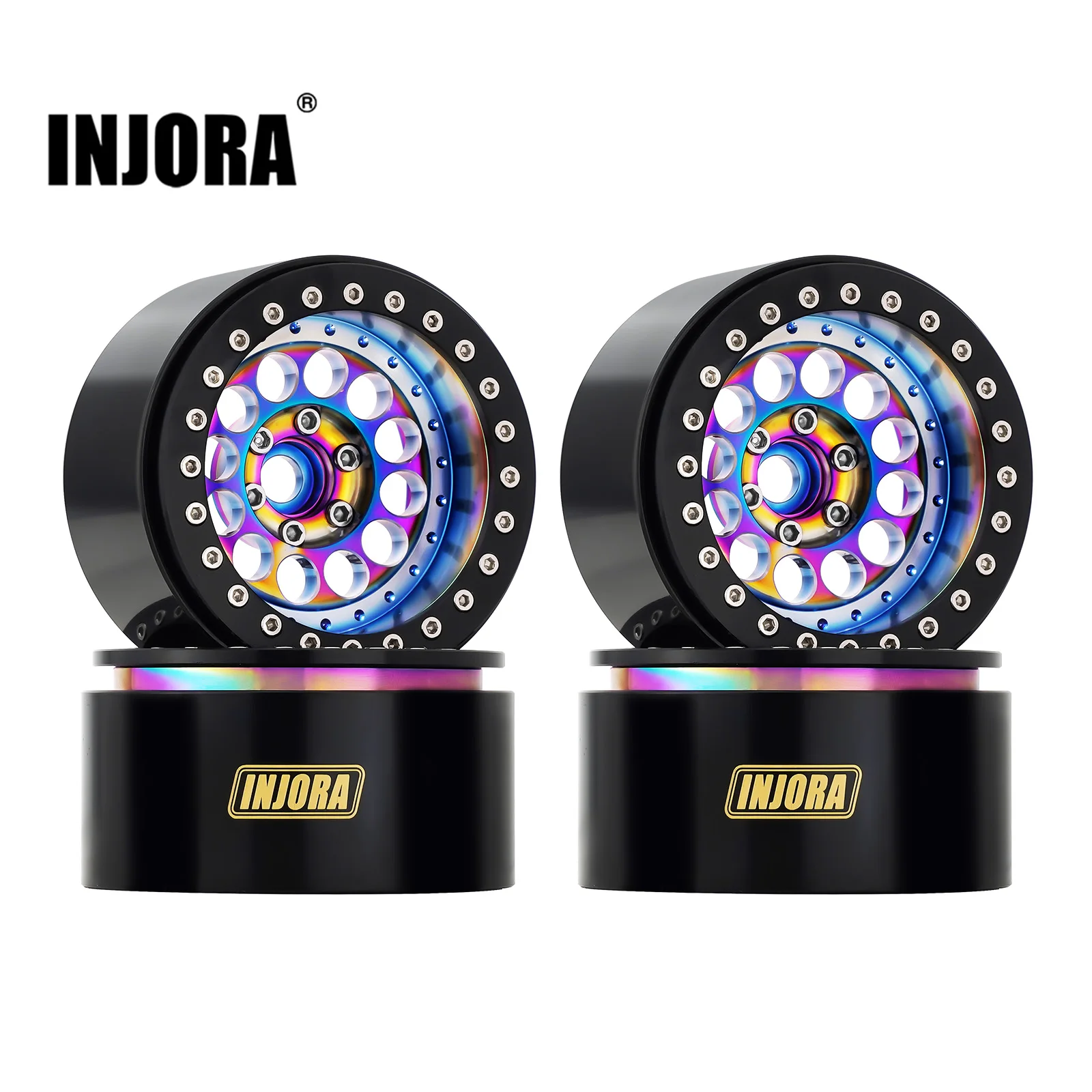 INJORA 224g Super Heavy Brass & Aluminium Deep Dish 2.2" Beadlock Obręcz koła do gąsienic 1/10 RC (W2257)