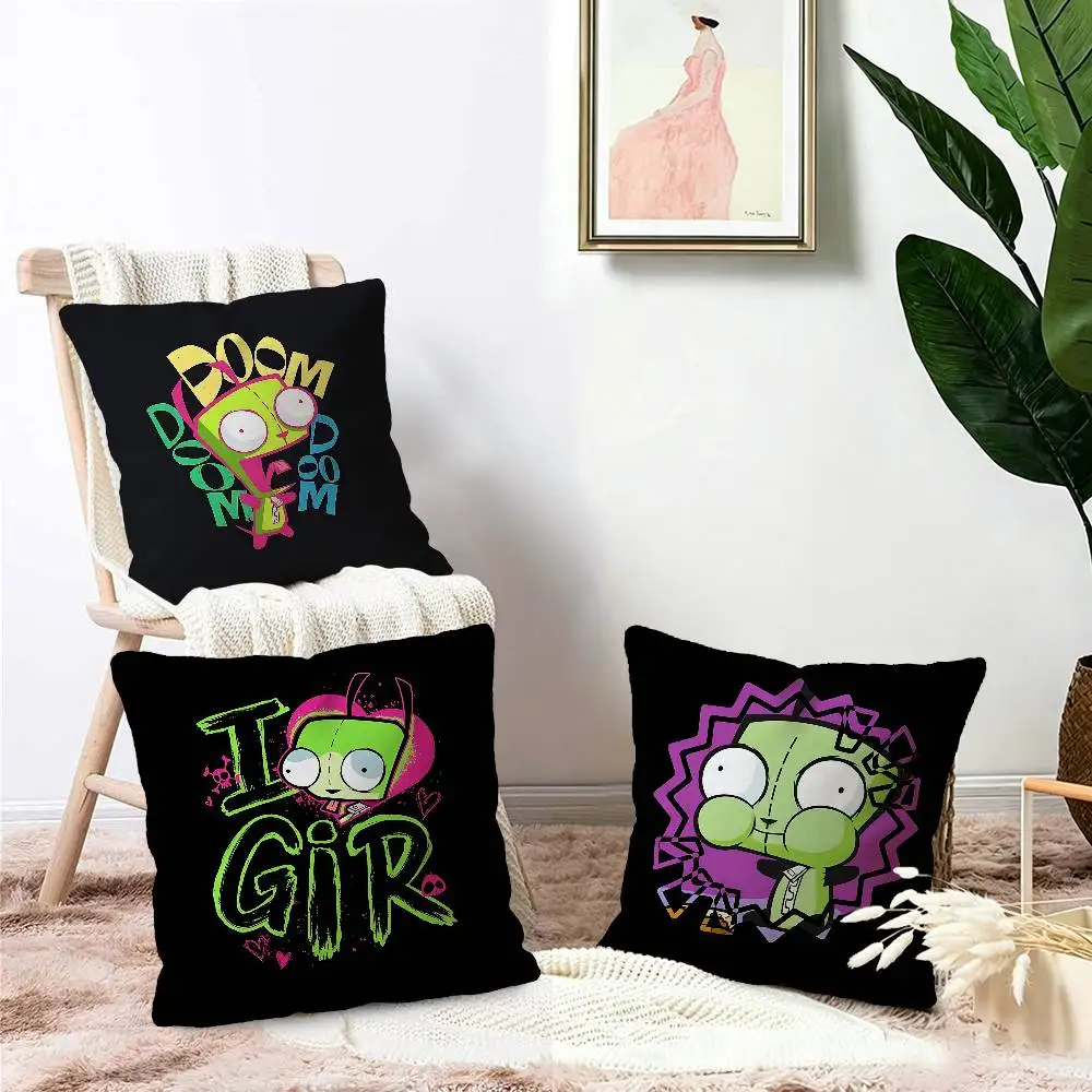 Cartoon I-Invader Z-Zim Decorative Room Aesthetics Pillow Case Home Decor Bedroom Sofa Bed Couch Pillow Cover 45x45