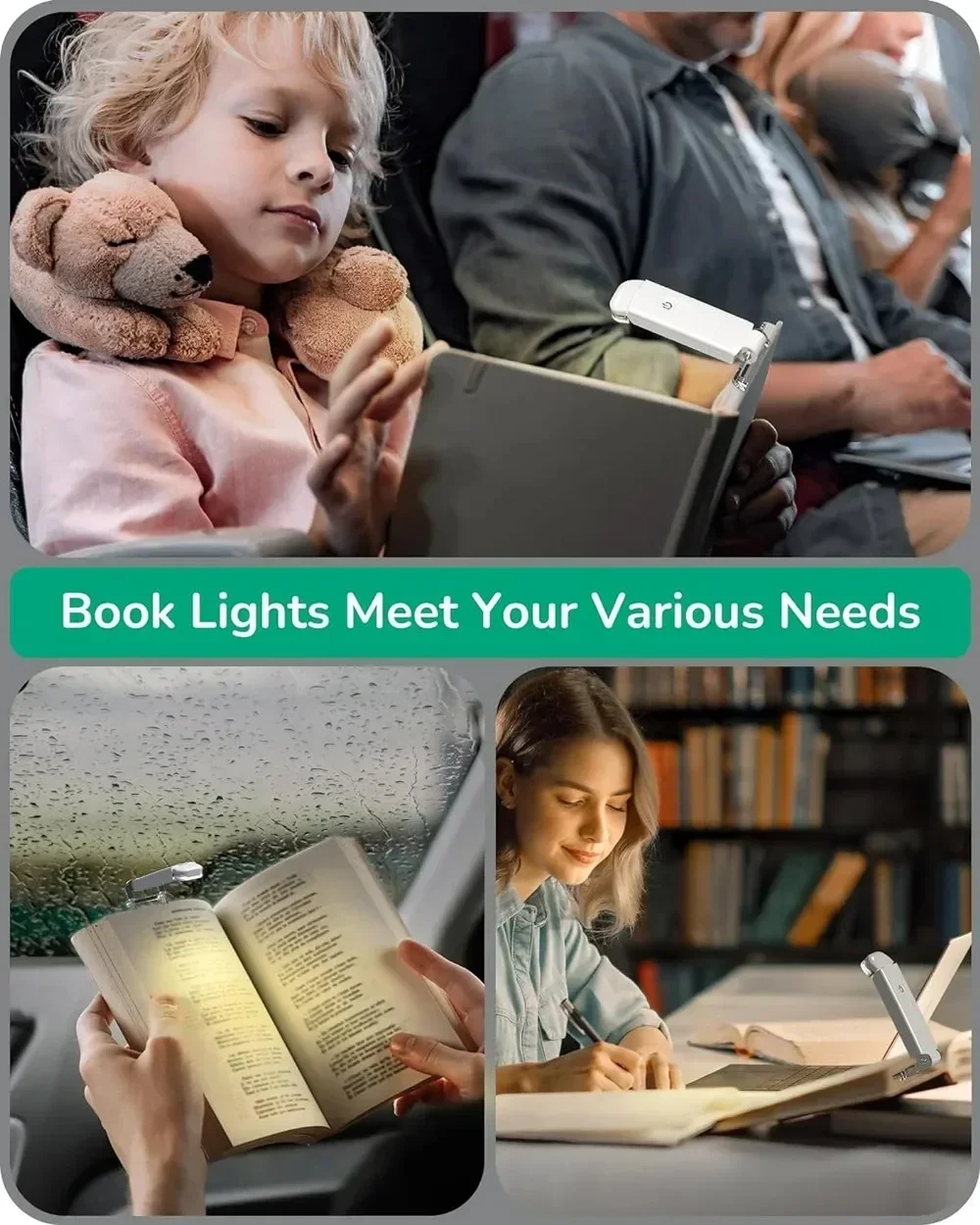 Mini Book Light LED USB Rechargeable Reading Lamp Eye Protection Night Light Portable Clip Desk Light Bookmark Read Lights