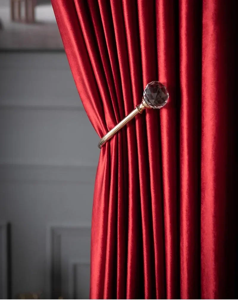 Retro Thickened Curtain Light Luxury Velvet Curtains Thickened Blackout Red Chinese Style Homestay Solid Color