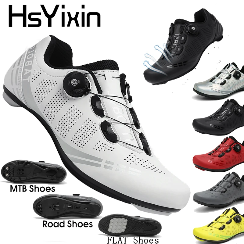 

Велосипедная обувь для шоссейных велосипедов, мужские и женские кроссовки для гонок с самозащелкивающимися креплениями, велосипедная обувь для скоростного катания, совместимая с MTB-SPD.