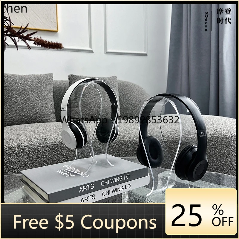 

Modern Simple Headphones Headset Acrylic Leather Ornament Model Room Sales Office Entrance Bedroom Soft Decoration