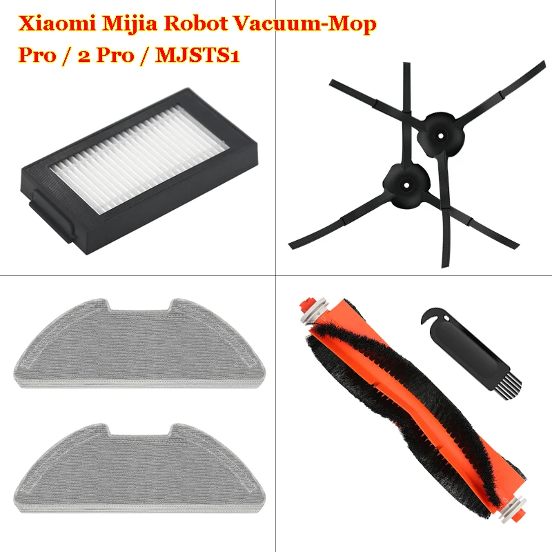 For XiaoMi Mijia Robot Vacuum-Mop Pro / 2 Pro / MJSTS1 Robot Vacuum Cleaner Main Brush Side Brush Hepa Filter Mop Cloths Parts