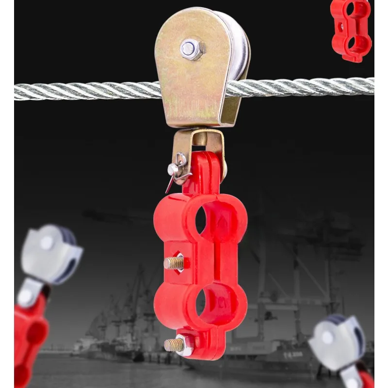 Cable Trolley for Crane Electric Hoist Plastic Insulated Cable Pulley Trolley Overhead Crane Festoon System Single/Double Hole