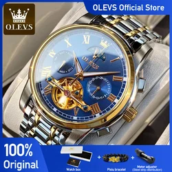 OLEVS Top Brand Men Watch Automatic Mechanical Watches Waterproof Stainless Steel Wristwatch Chronograph Luxury Reloj Hombre