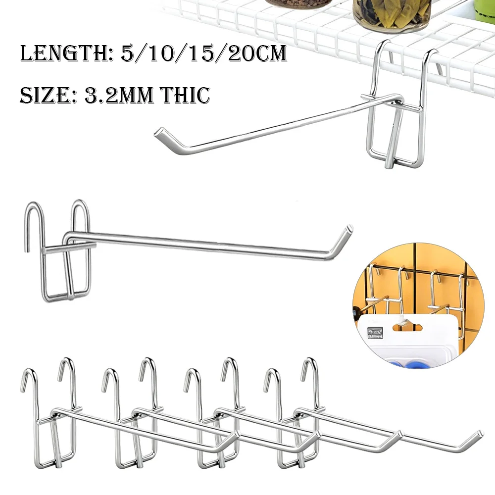 5-25Pcs Reusable Mesh Panel Hangers Metal Wear-resistant Storage Hook Removable Universal Net Panel Hooks Store Storage Display
