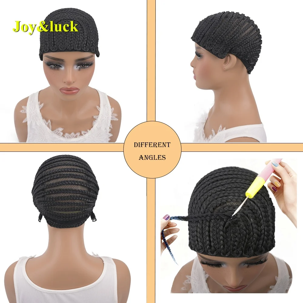 قبعة سوداء مضفرة سهلة الكروشيه ذيل حصان المجدل مرونة عالية تنفس الضفائر الداخلية شبكة كورنو جديلة غطاء شعر مستعار