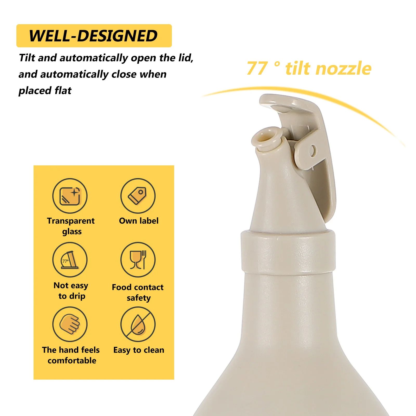 1 قطعة زجاجة زيت أوتوماتيكية 500 مللي موزع توابل زجاجي حاوية زيت منزلية مانعة للتسرب وعاء توابل قابل لإعادة الملء #6