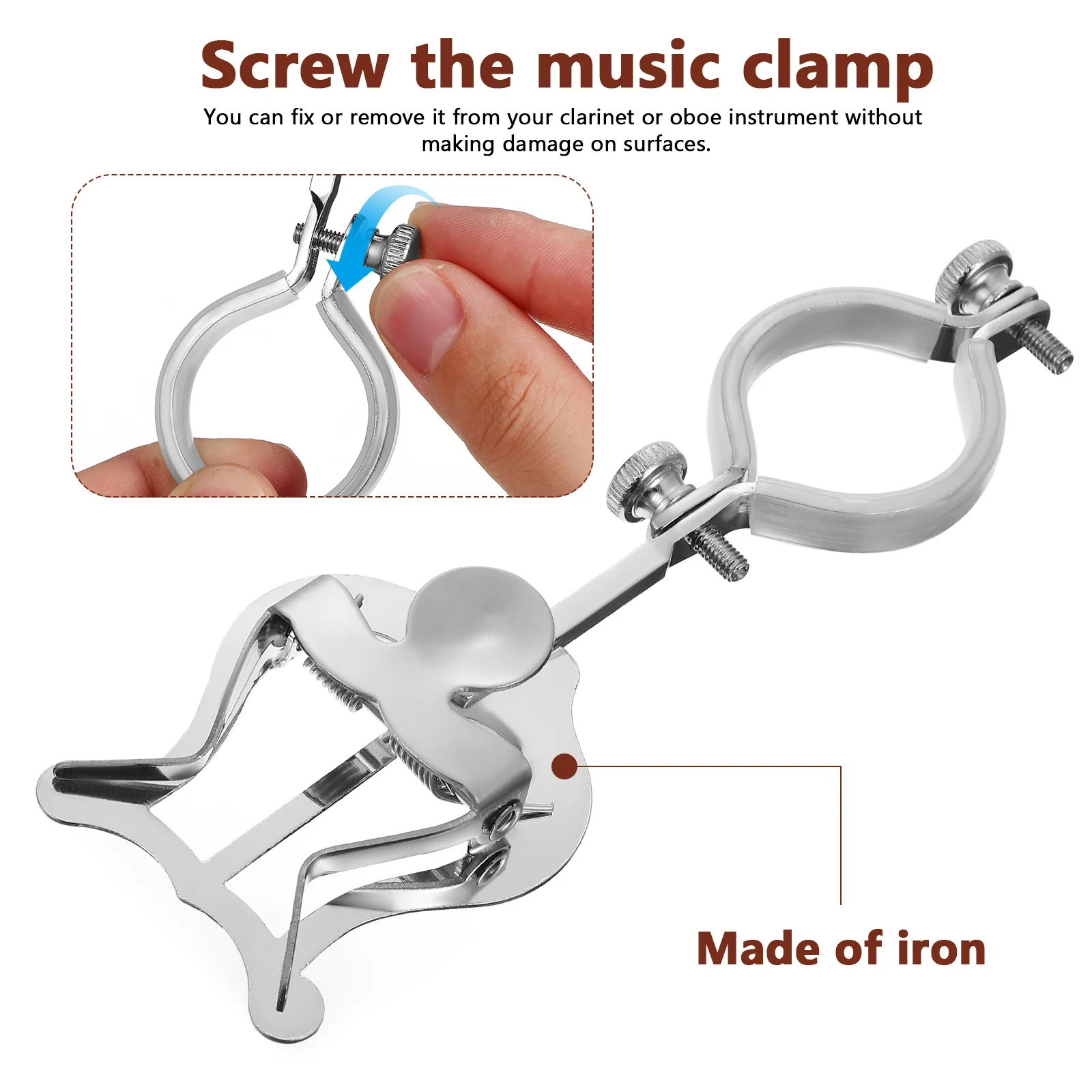 

Clarinet Music Sheet Clip Secure Hold Iron Oboe Lyre Portable Durable Marching Band Accessories Clarinet Lyre Music Sheet Clip