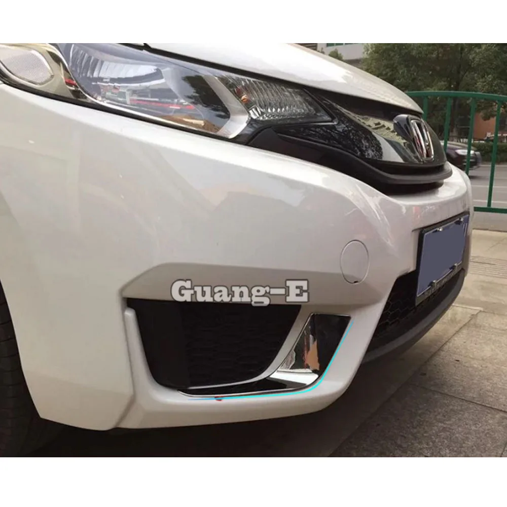 Car Styling Detector ABS Chrome Cover Trim Head Front Fog Light Lamp Frame Stick Moulding 2pcs For Honda FIT JAZZ 2014 2015 2016