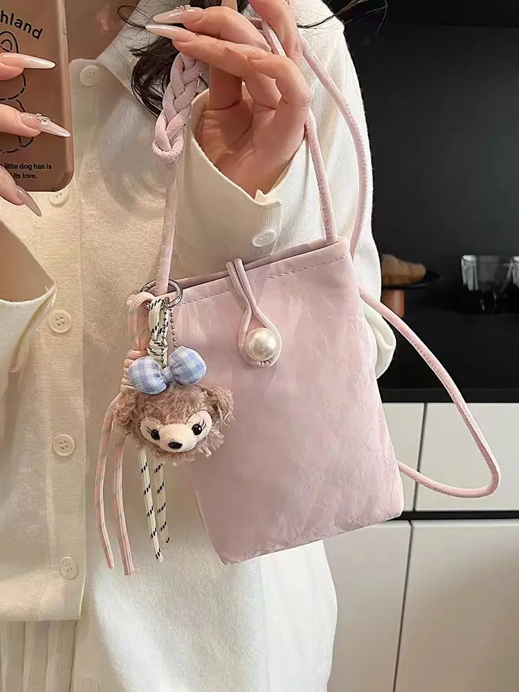 

Korean Style Mini Crossbody Bags For Women 2025 New Luxury Designer Fashion Yellow Soft PU Mobil Messenger Shoulder Bag Purse