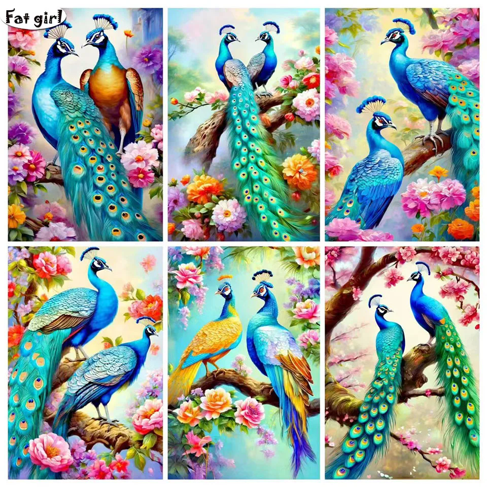 

Алмазная живопись 5D "Павлин", цветочный пейзаж, вышивка крестиком, полный комплект, ручная работа, домашний декор, подарок для взрослых