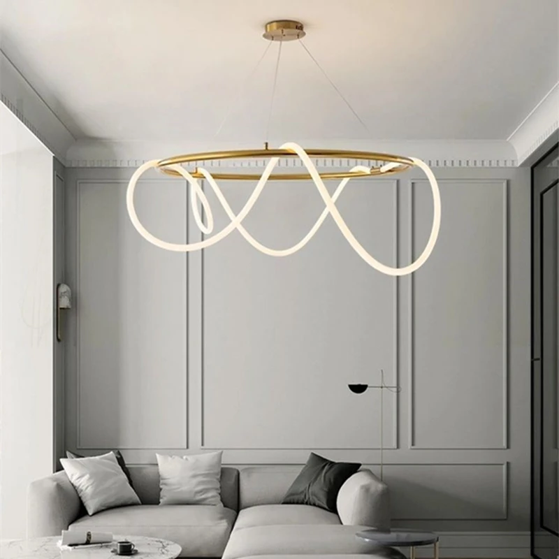 Note Curve LED Tube Ceiling Chandelier For Dining Table Living Room Modern Home Decor Ornaments Hanging Lamp Lustre Lighting