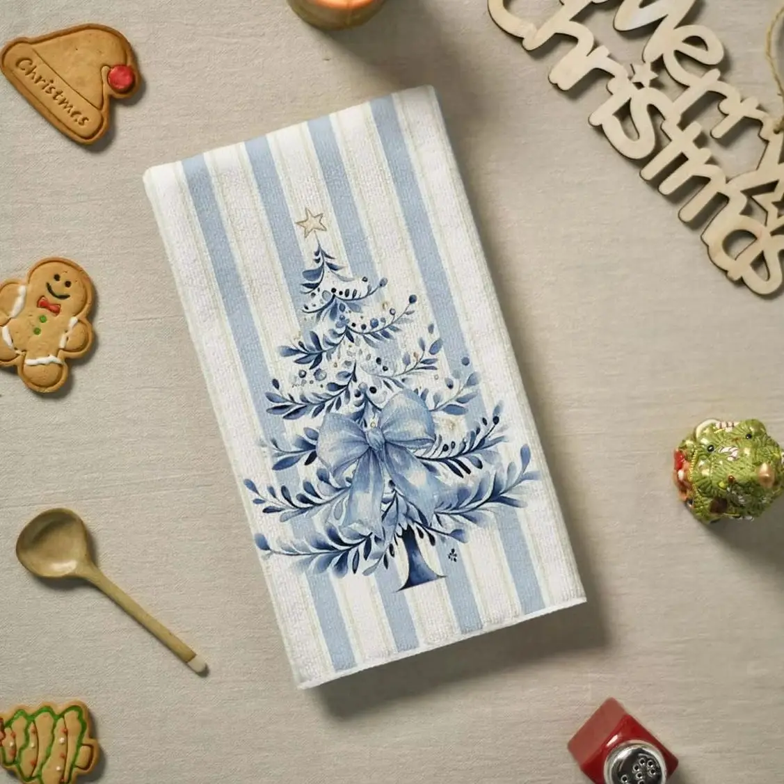 قطعتان، مناشف مطبخ شجرة عيد الميلاد من البورسلين الأزرق والأبيض، مجموعة مناشف 40 سم * 60 سم، قماش تنظيف ناعم فائق الامتصاص، منشفة شاي للطبخ والخبز، منشفة شاي، قماش تنظيف، ديكور غرفة المطبخ، أساسيات المطبخ، مواد المطبخ