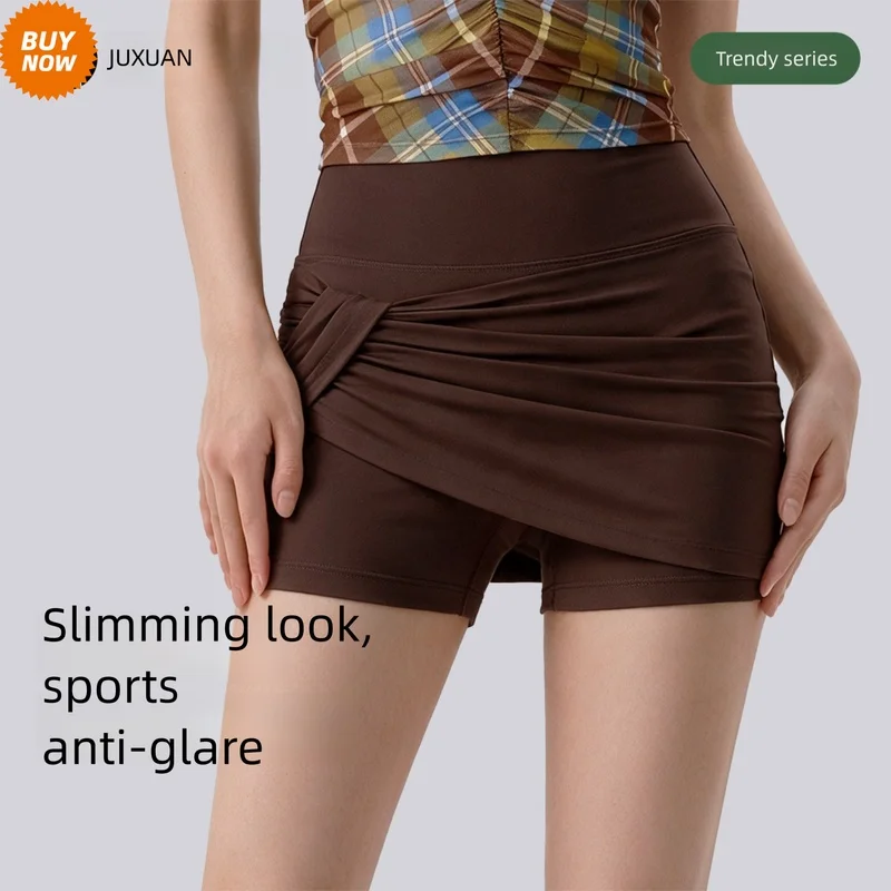 Women's High Waist Yoga Shorts Color Block Fake Two Piece Gym Running Sports Shorts for Women Tummy Control Workout Bottom