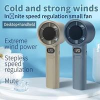 Portable handheld fan, USB rechargeable mini fan with digital display, small electric fan for outdoor camping