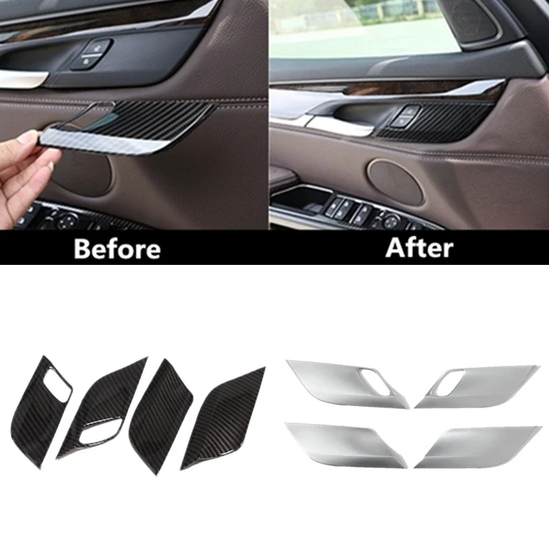 Car Accessories Safety Door Lock Handle Bowl Cover For BMW X5 F15  X6 F16 2014 2015 2016 2017 2018 Auto Decoration Carbon Chrome