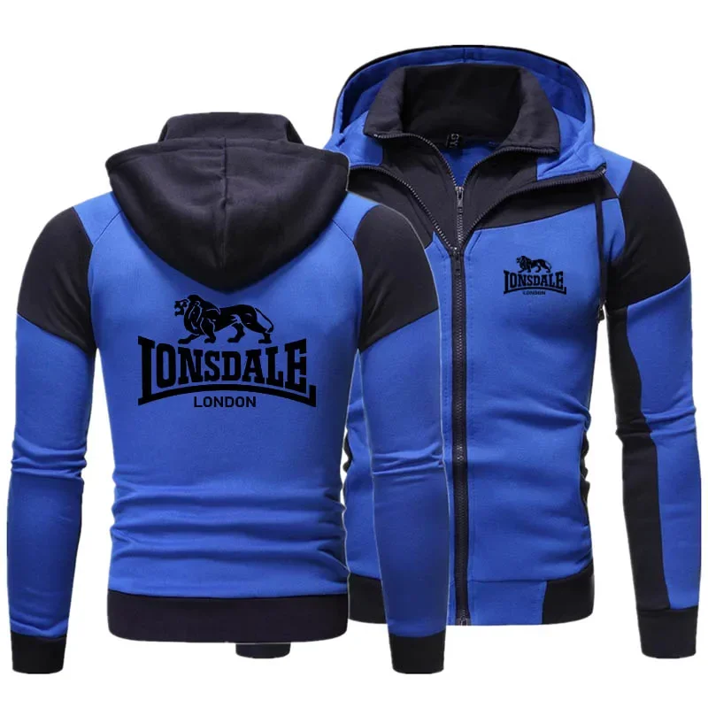 2024 Men\'s LONSDALE Hoodie Fashion Zipper Sweatshirt Extra Large Pullover Motorcycle Jacket Coat Street Clothing