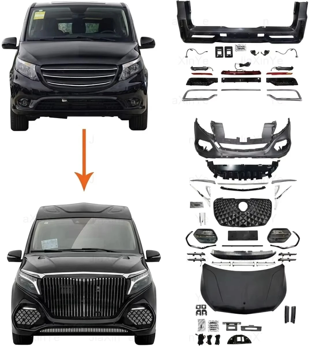 Style Body Kit for  W447 Vito V-Class Front Bumper Grille Exterior Upgrade Non-destructive Installation