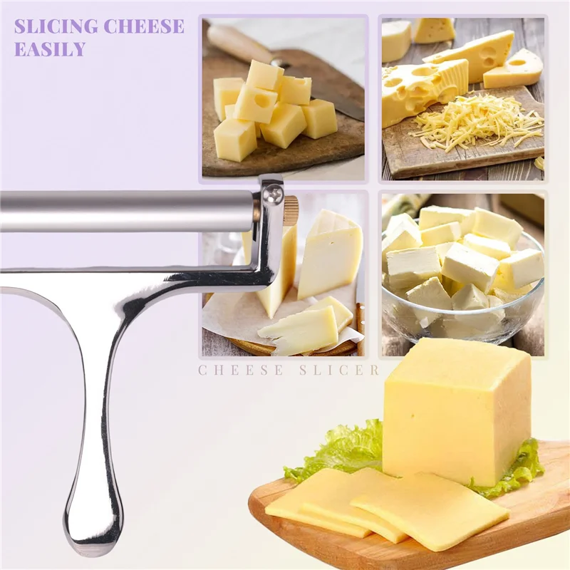 

ABPQ-Слайсер для сыра, регулируемая толщина, тяжелые слайсеры для сыра с проволокой для мягких и полутвердых сыров - 4 режущие проволоки в комплекте