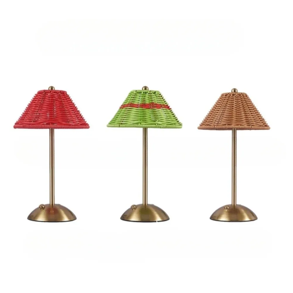 

Сенсорная светодиодная настольная лампа из ротанга, беспроводная, энергосберегающая, в стиле бохо, с регулируемой яркостью, для защиты глаз