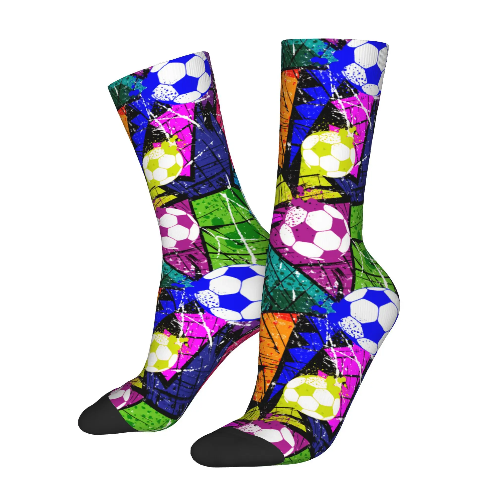 

1 шт. мужские носки с принтом футбольных каракулей, новинка, носки в стиле хип-хоп с рисунком Харадзюку, повседневный подарок