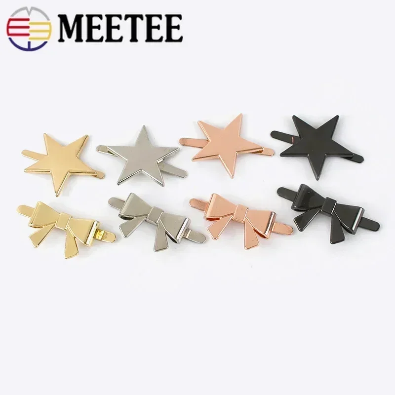 10/20Pcs Meetee Metal Bow-knot Buckles Shoes Handbag Leather Crafts Clasps Clothes Decor Labels DIY Luggage Hardware Accessories