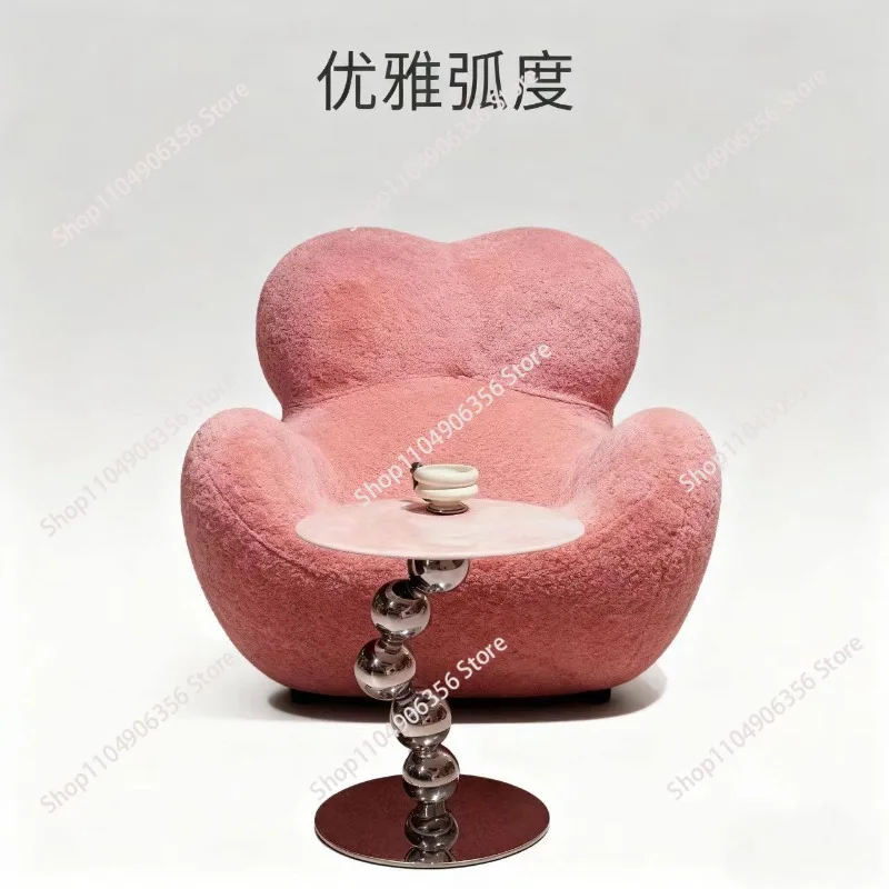 for Simple modern sofa side table living room small coffee table household bedside  Fendi pink marble corner